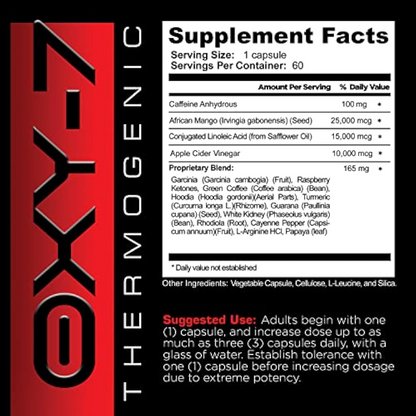 Herbwise Oxy-7 Thermogenic Fat Burner Hyper-Metabolizer, Diet Pill, Appetite Suppressant, Weight Loss Pills for Women and Men, 60 Veggie Capsules