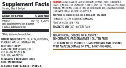 Amazon Elements Vitamin E, 400 IU, 100 Softgels, more than a 3 month supply (Packaging may vary)