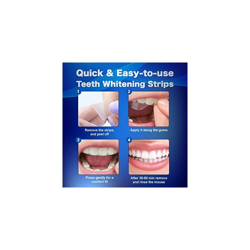 Waving Palms Teeth whitening Strip, 28 Sensitivity Free Whitening Strips, Peroxide Free, 14 Treatments for Teeth whitening, Professional and Safe Teeth whitening Strips