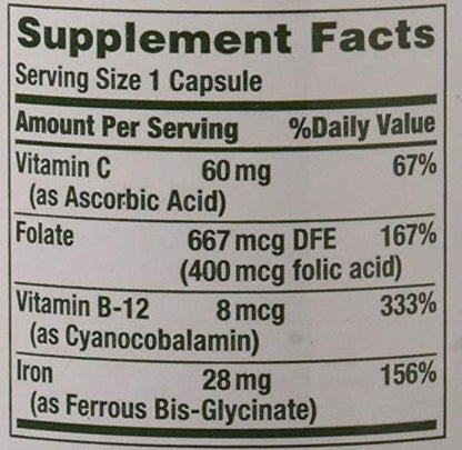 Nature's Bounty Gentle Iron 28 mg Capsules 90 Capsules