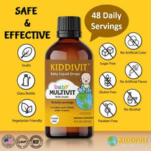 Kiddivit Baby Multivitamin Liquid Drops with Inulin - 48 Daily Servings, 4 Fl Oz (120ml) Kiddivit