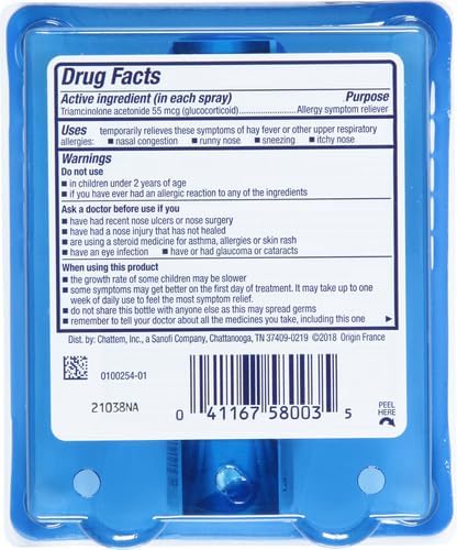 Nasacort 24HR Allergy Nasal Spray, Non-drowsy, 60 Sprays, 0.37 fl. oz.