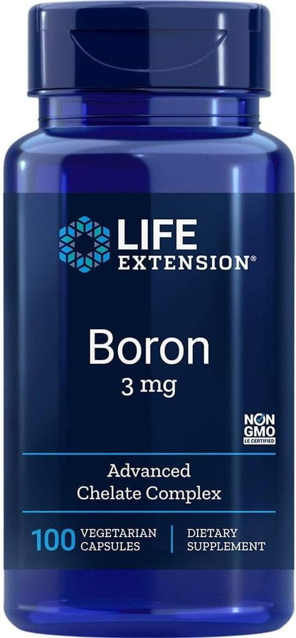 Life Extension Boron 3 mg With Riboflavin (Vitamin B2) –  100 Vegetarian Capsules