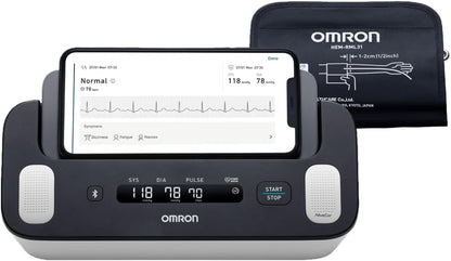 Omron Complete Wireless Upper Arm Blood Pressure Monitor + EKG; Measure Bp, EKG, Afib, Tachycardia, Bradycardia & Sinus Rhythm; Built-In Bluetooth Technology