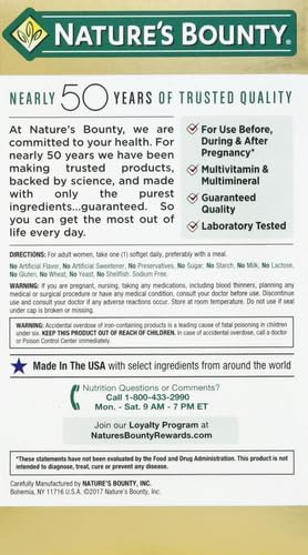 Nature's Bounty Prenatal Multivitamin, with 200mg DHA, 60 Softgels