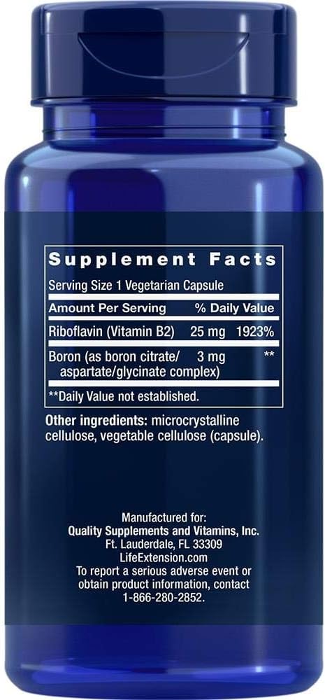 Life Extension Boron 3 mg With Riboflavin (Vitamin B2) –  100 Vegetarian Capsules