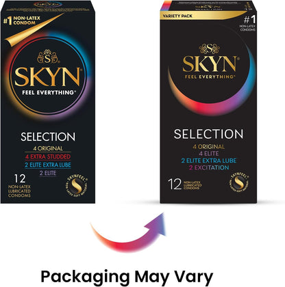 SKYN Selection Non-Latex Condoms - 12 Count; SKYN Original, Excitation, Elite & Elite Extra Lube