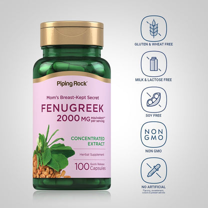 Piping Rock Fenugreek Capsules | 2000mg | 100 Pills