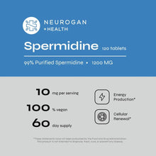 Spermidine Supplement - 10mg - 99% Pure Spermidine - Clinically Tested - 3rd Party Tested - Autophagy Supplement - Made in USA, Metabolic Boost, 120 Vegan Tablets Neurogan Health Neurogan Health