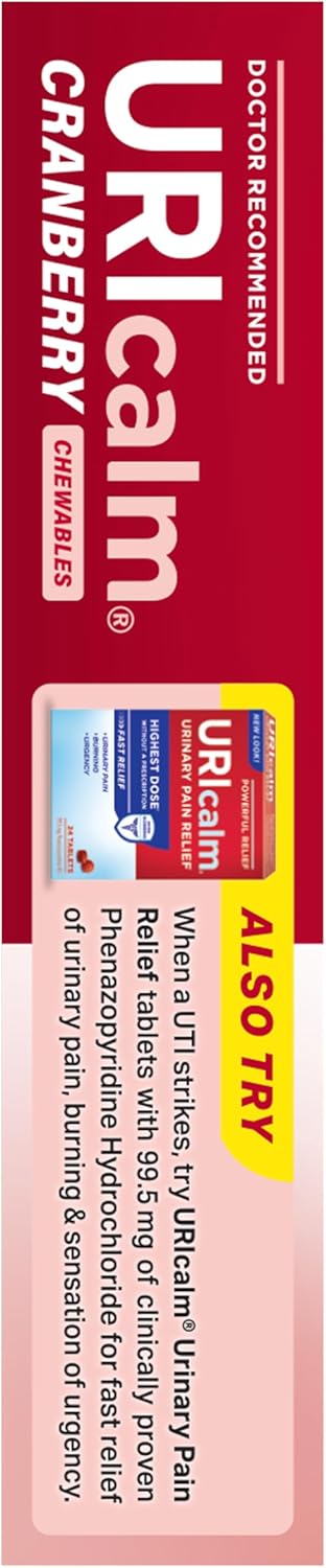 URIcalm Cranberry Urinary Tract Health Supplement, Chewable, Berry Flavor, 40 Count