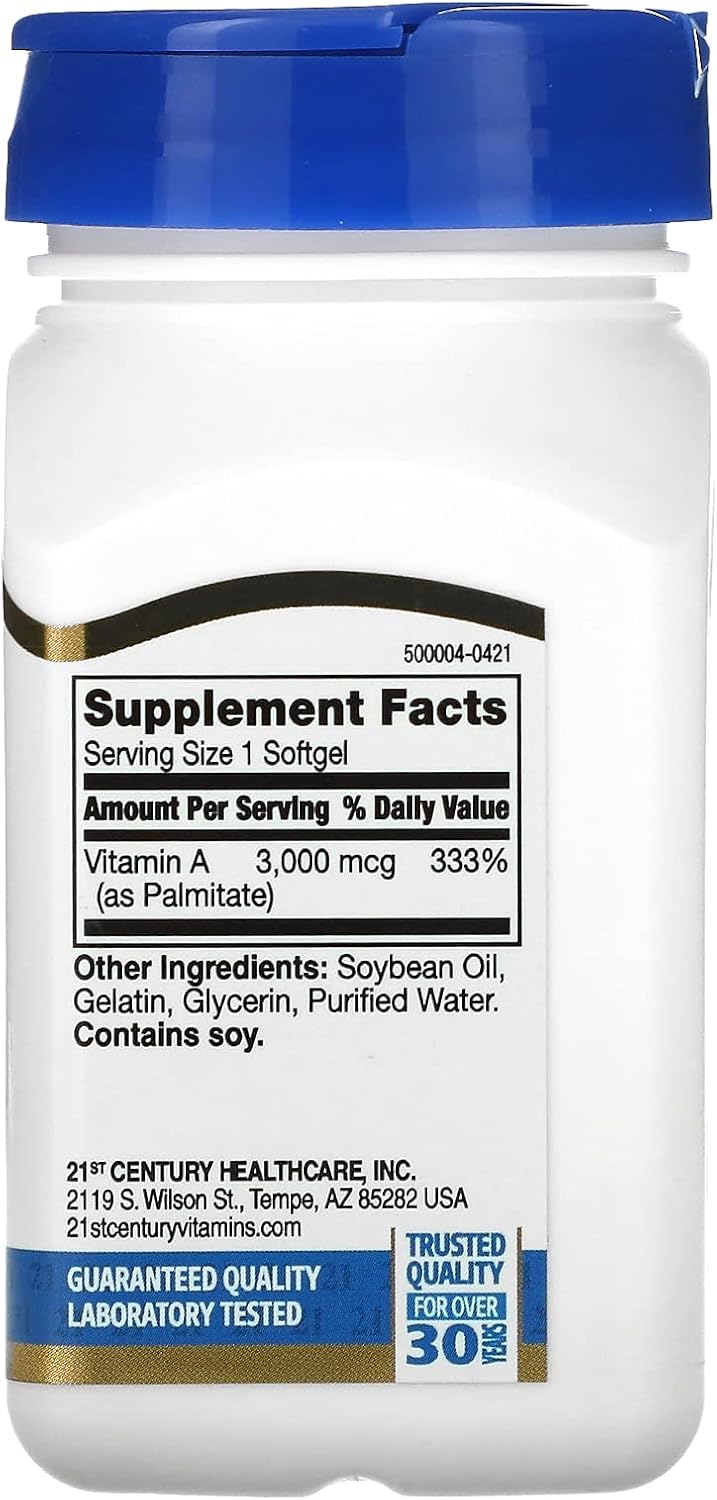 21st Century, Vitamin A, 3,000 mcg (10,000 IU), 110 Softgels