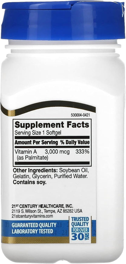 21st Century, Vitamin A, 3,000 mcg (10,000 IU), 110 Softgels
