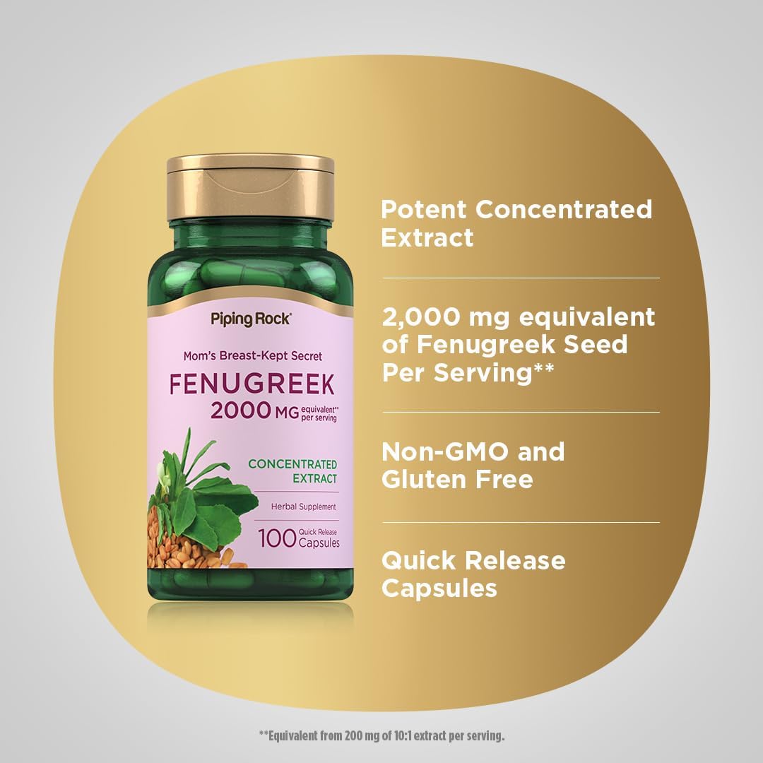 Piping Rock Fenugreek Capsules | 2000mg | 100 Pills