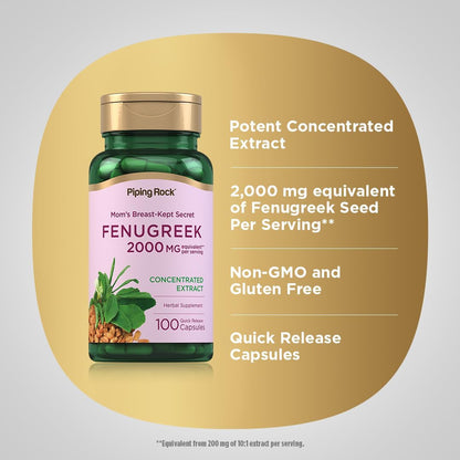 Piping Rock Fenugreek Capsules | 2000mg | 100 Pills