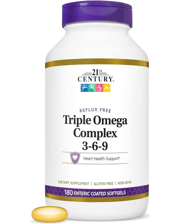 21st Century Triple Omega Complex 3 6 9 Enteric Coated Softgels, 180 Count Bottle 21st Century