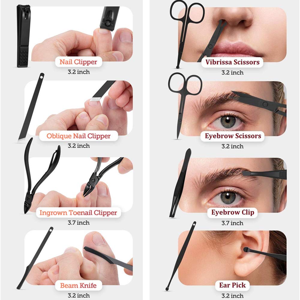 ACEOCE: Manicure Set Men, Manicure Set Professional 18 Pcs Mens Grooming Kits Aceoce Stainless Steel Nail Care Tools with Luxurious Travel Case Pedicure Kit Gifts