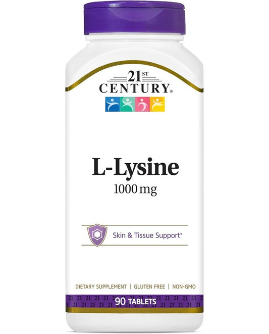 21st Century Healthcare L-Lysine 1000 mg, 90 Count Tablets