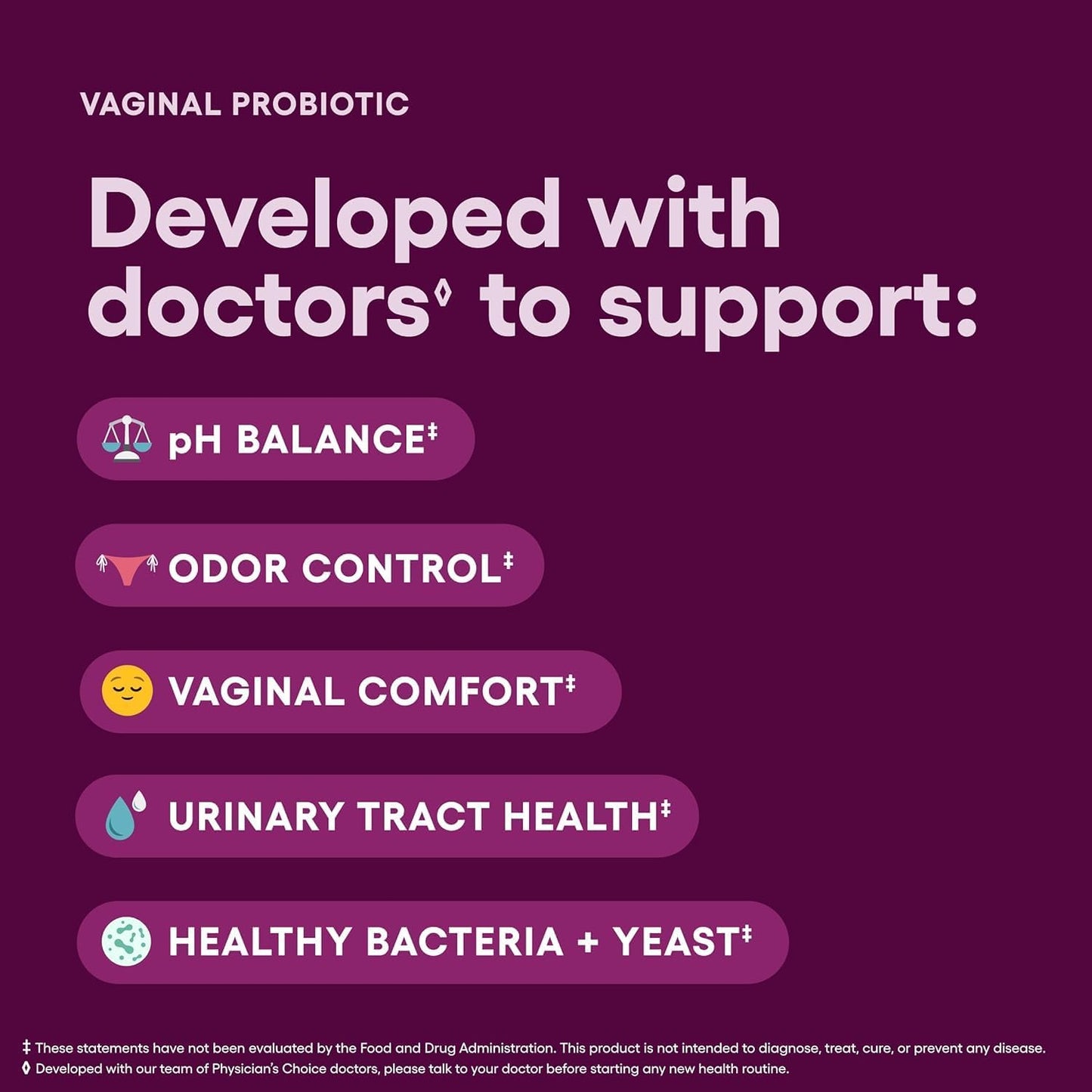 Physician's CHOICE Vaginal Probiotics (6 billion CFU) for Women - 30 capsules