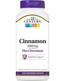 21st Century Cinnamon 2000 mg Per Serving Plus Chromium Vegetarian Capsules 120 count 21st Century