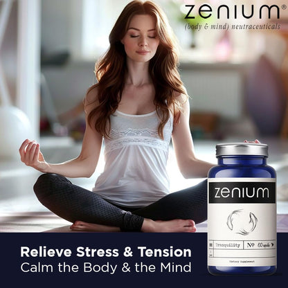 Zenium - Relieve Stress, Tension, Worry, Nervousness, & Irritability | Calm The Mind & Body - 60 Capsules