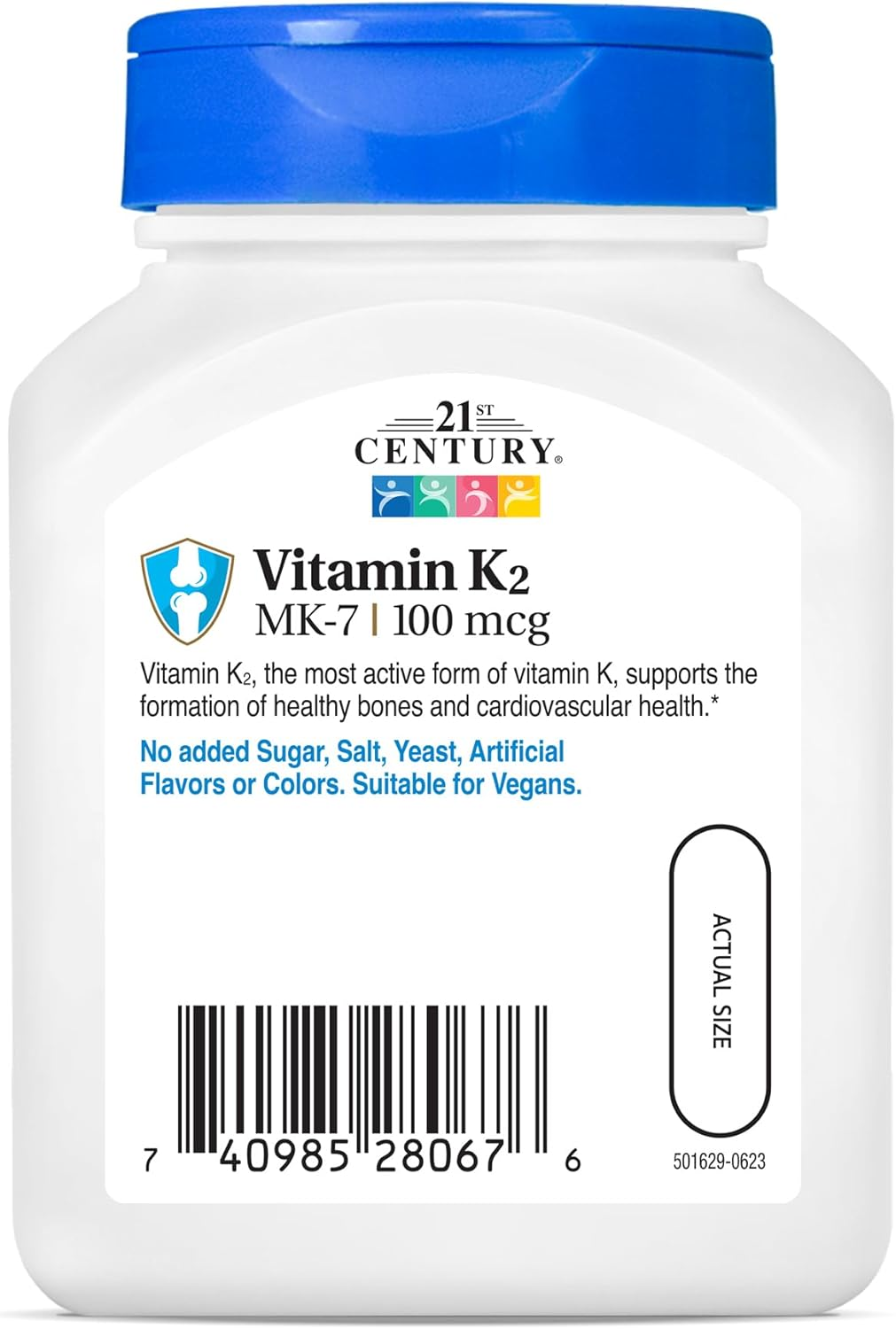 21st Century Healthcare Vitamin K2 (MK-7) 100 mg Vegetarian Capsules, 110 Count