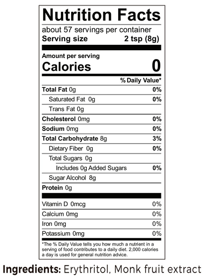 Nativo Monk Fruit and Erythritol Sweetener 1:1 - Granular - Sugar Substitute - Non GMO - 0 Glycemic - Keto and Paleo Friendly - 1 Pound bag (Classic)
