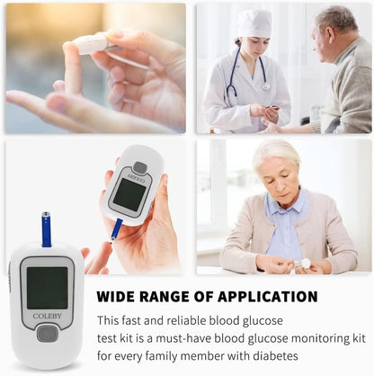 COLEBY Blood Glucose Monitor Kit G-666B, Blood Sugar Test Kit with Lancing Device, 100 Test Strips and 100 Lancets, Smart Diabetes Testing Kit, Portable Diabetic Glucometer, Glucose Meter for Home Use