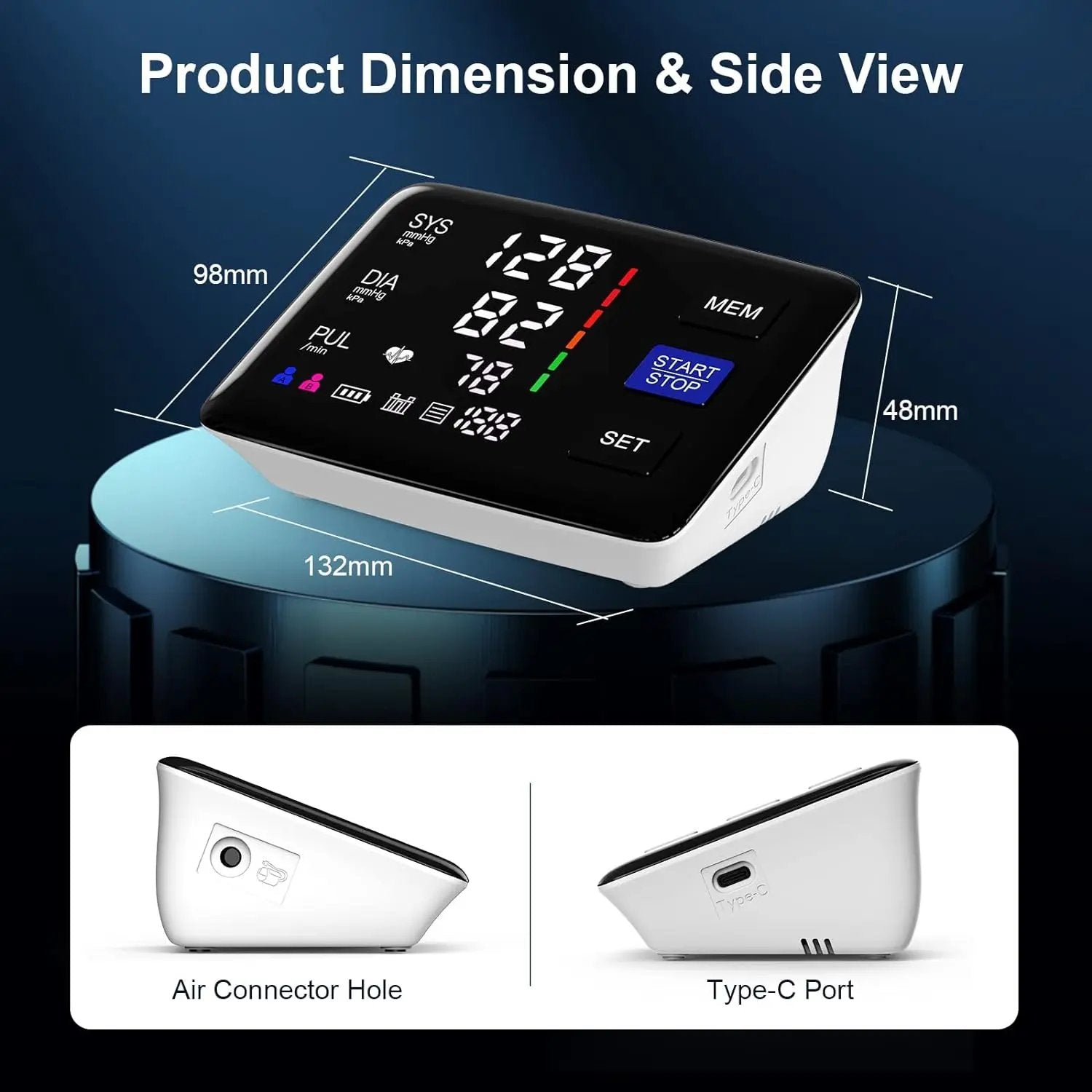 LIVAROCI Pressure Monitor, 9-17'' & 13-21'' Extra Large Blood Pressure Cuff Upper Arm, LED Color Backlit Screen Automatic Digital Blood Pressure Machine with USB Cable and 4 AAA Batteries LIVAROCI