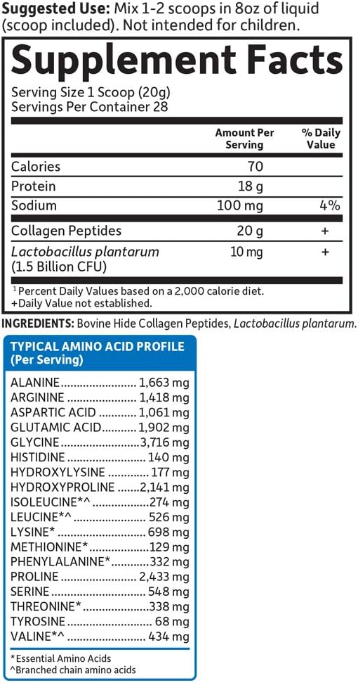 Garden of Life Grass Fed Hydrolyzed Collagen Protein Supplements Peptides Powder for Women Men Hair Skin Nails Joints, Post Workout, Paleo & Keto, 28 Servings, White, Unflavored, 19.75 Oz