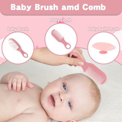 Esonto Baby Healthcare and Grooming Kit,Baby Hair Clippers, Baby Nail Clippers with Light for Newborn Infant Toddler Kids Toes and Fingernails - Care, Polish and Trim (20 Kits Pink)