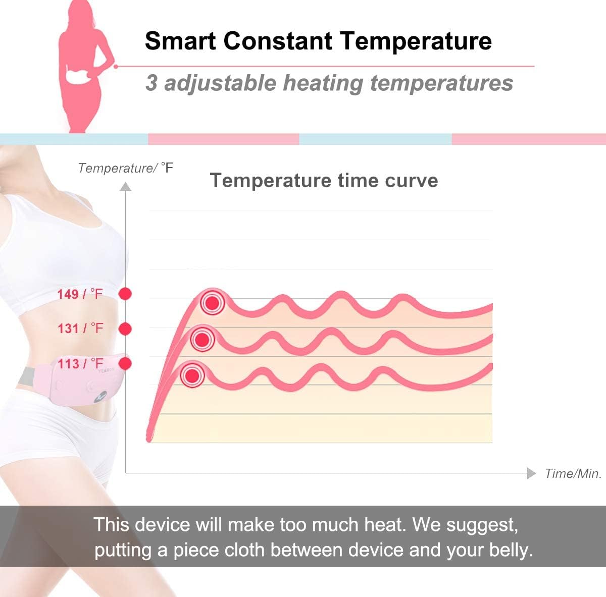 Heating Pad for Cramps Portable USB Cordless Heating Pad with Massager for Back Pain Relief Electric Fast Heating Wrap Belt Gifts for Women