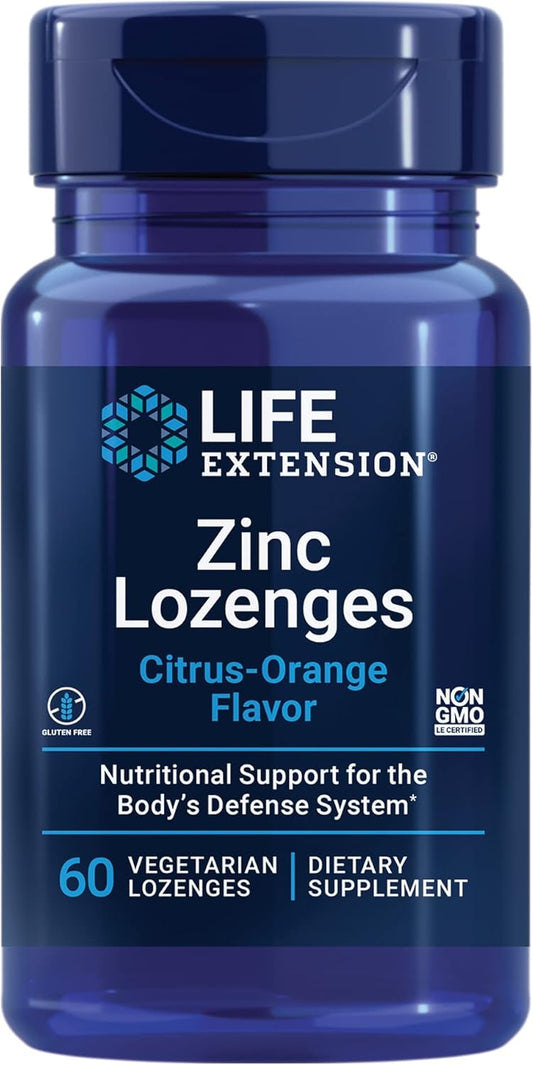 Life Extension Zinc – Citrus-Orange Flavor – 60 Vegetarian Lozenges