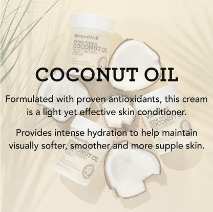 NATURE WELL Extra Virgin Coconut Oil Moisturizing Cream for Face, Body, & Hands, Anti Aging, Firming, Restores Skin's Moisture Barrier, Provides Intense Hydration For Dry & Dull Skin (16 Oz)