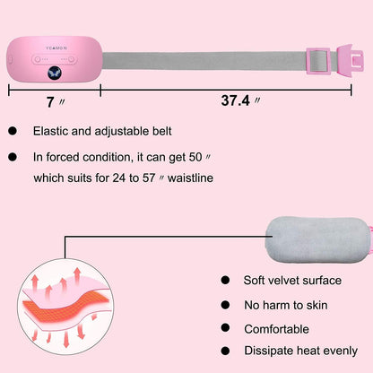 Heating Pad for Cramps Portable USB Cordless Heating Pad with Massager for Back Pain Relief Electric Fast Heating Wrap Belt Gifts for Women