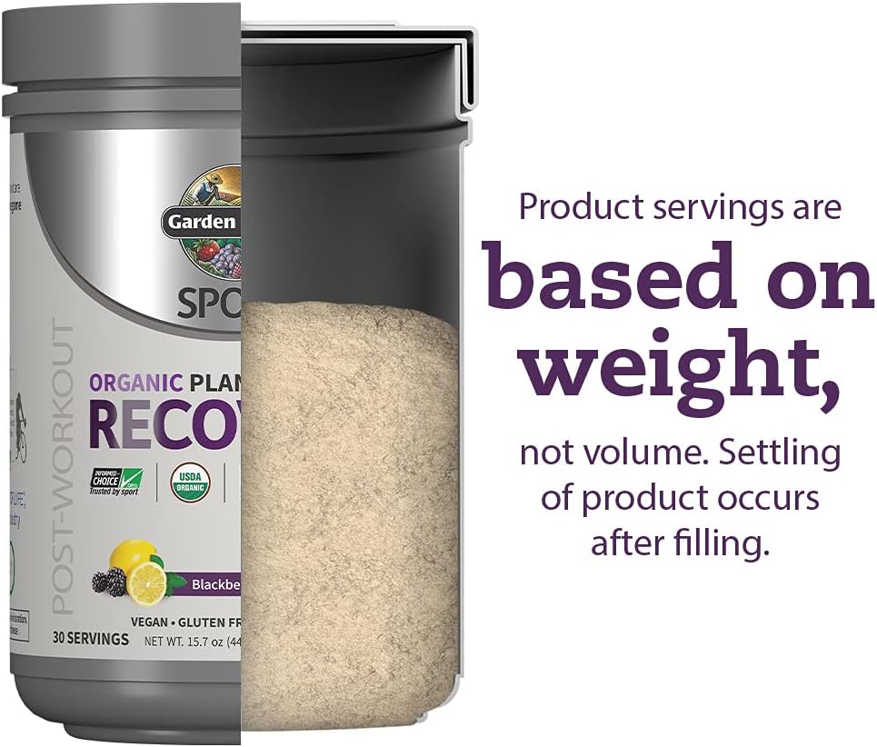 Garden of Life Sport Vegan Organic Plant Based Post Workout Muscle Recovery Powder for Men & Women - BlackBerry Lemonade 30 Servings, 100mg Magnesium, Antioxidants, Supplements, 15.7 Oz