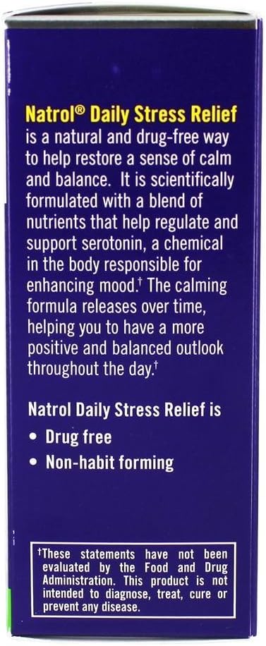 Natrol Daily Stress Relief 100 mg, Dietary Supplement, Mood + Stress, 30 Tablets, 30 Day Supply