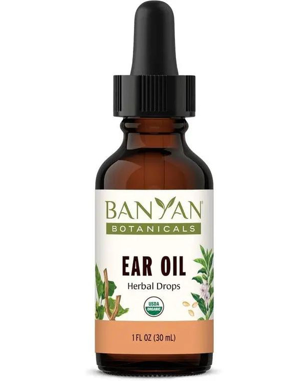 Banyan Botanicals Ear Oil – Organic Herbal Drops with Ashwagandha, Bilva & Garlic – Soothing and Comforting for The Ears – 1 oz – Non GMO Sustainably Sourced No Sting Banyan Botanicals