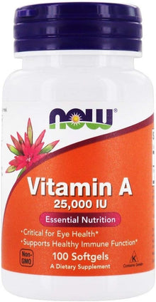 NOW Foods, Vitamin A, 7,500 mcg (25,000 IU), 100 Softgels now
