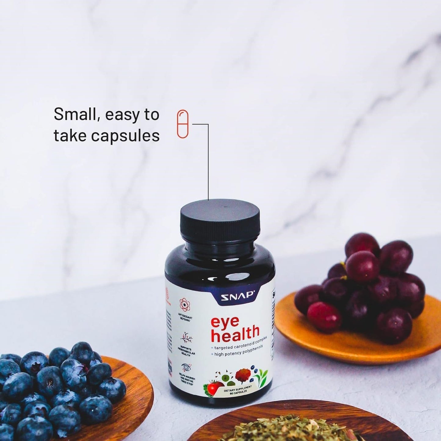 Snap Eye Health Supplements for Adults, Lutein and Zeaxanthin Supplements, Bilberry Extract, Lycopene Supplement, Support Eye Health, Natural Carotenoid