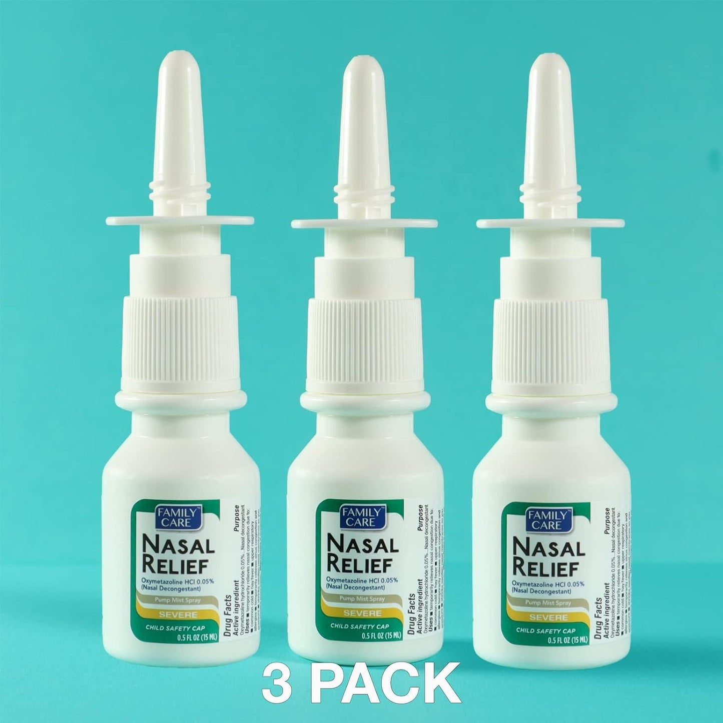 Nasal Relief Spray, Pump Mist, Anti-drip, Severe Congestion, (Oxymetazoline HCI) 12 Hours