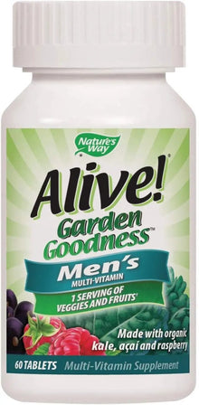 Nature's Way Alive! Garden Goodness Men's Multivitamin, Veggies & Fruits, 60 Tablets Nature's Way