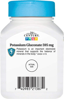 21st Century, Potassium Gluconate, 595 mg, 110 Tablets 21st Century