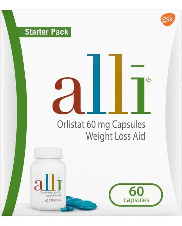 Alli Orlistat Weight Loss Supplement Capsules Starter Pack, 60 Mg, 60 Ct Alli Orlistat