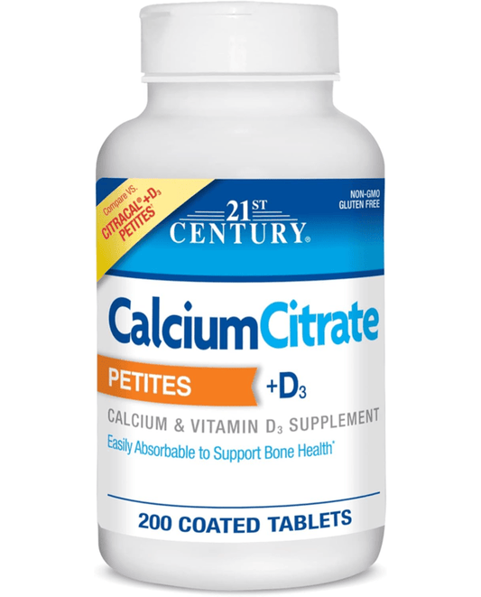 21st Century Calcium Citrate + D3 Petites Coated Tablets 200