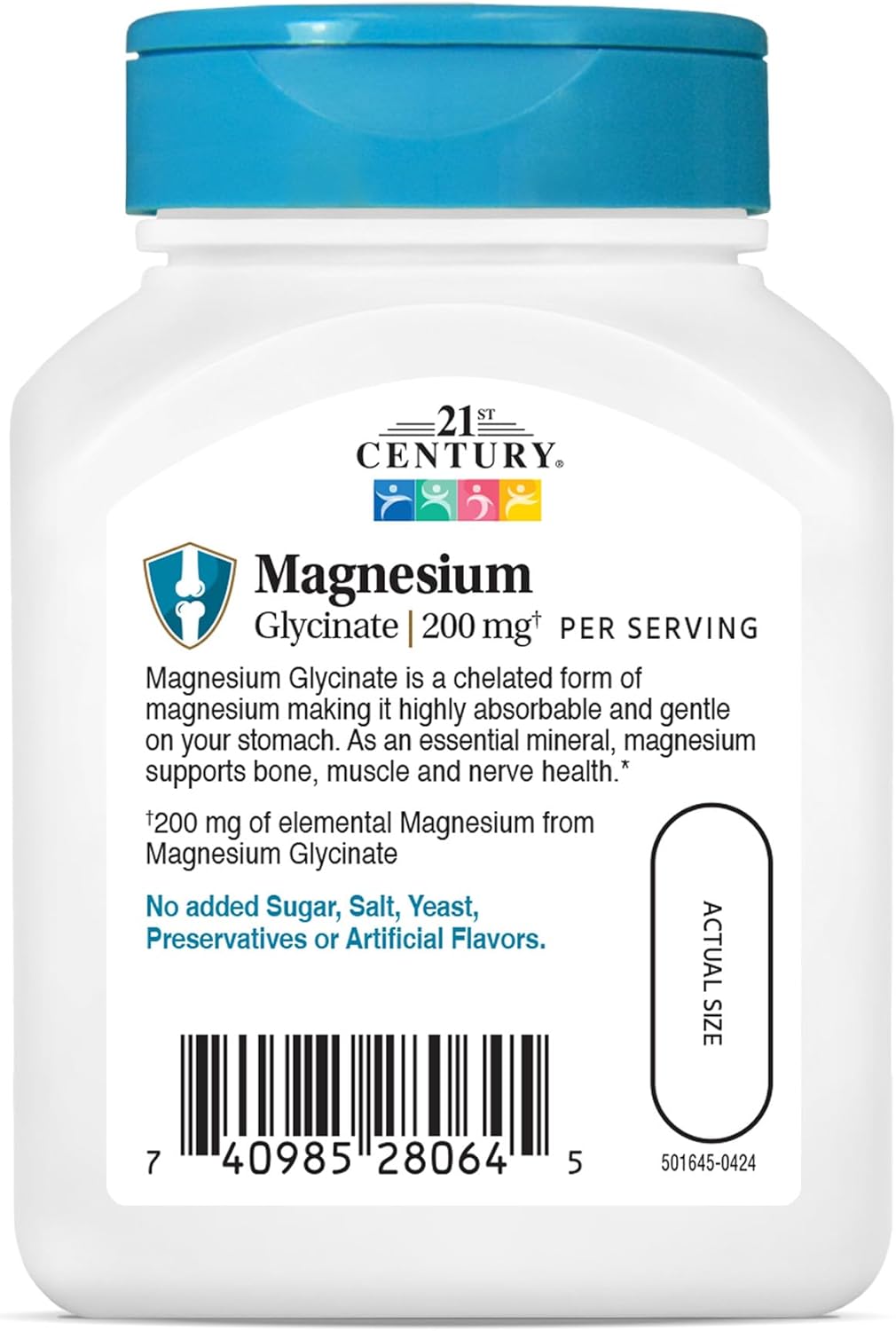 21st Century Chelated Magnesium Glycinate 200mg 90 Capsules