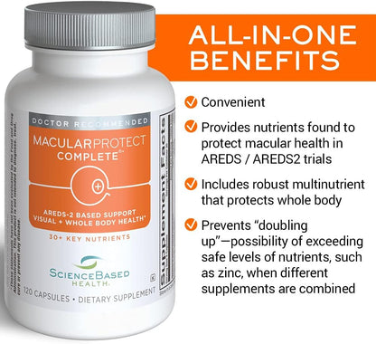 MacularProtect Complete All-in-One AREDS 2 Vitamin & Mineral Supplement and Whole Body Multinutrient - 120 Capsules