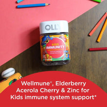 OLLY Kids Immunity Gummy, Immune Support, Wellmune, Elderberry, Vitamin C, Zinc, Chewable Supplement, Cherry - 50 Count OLLY