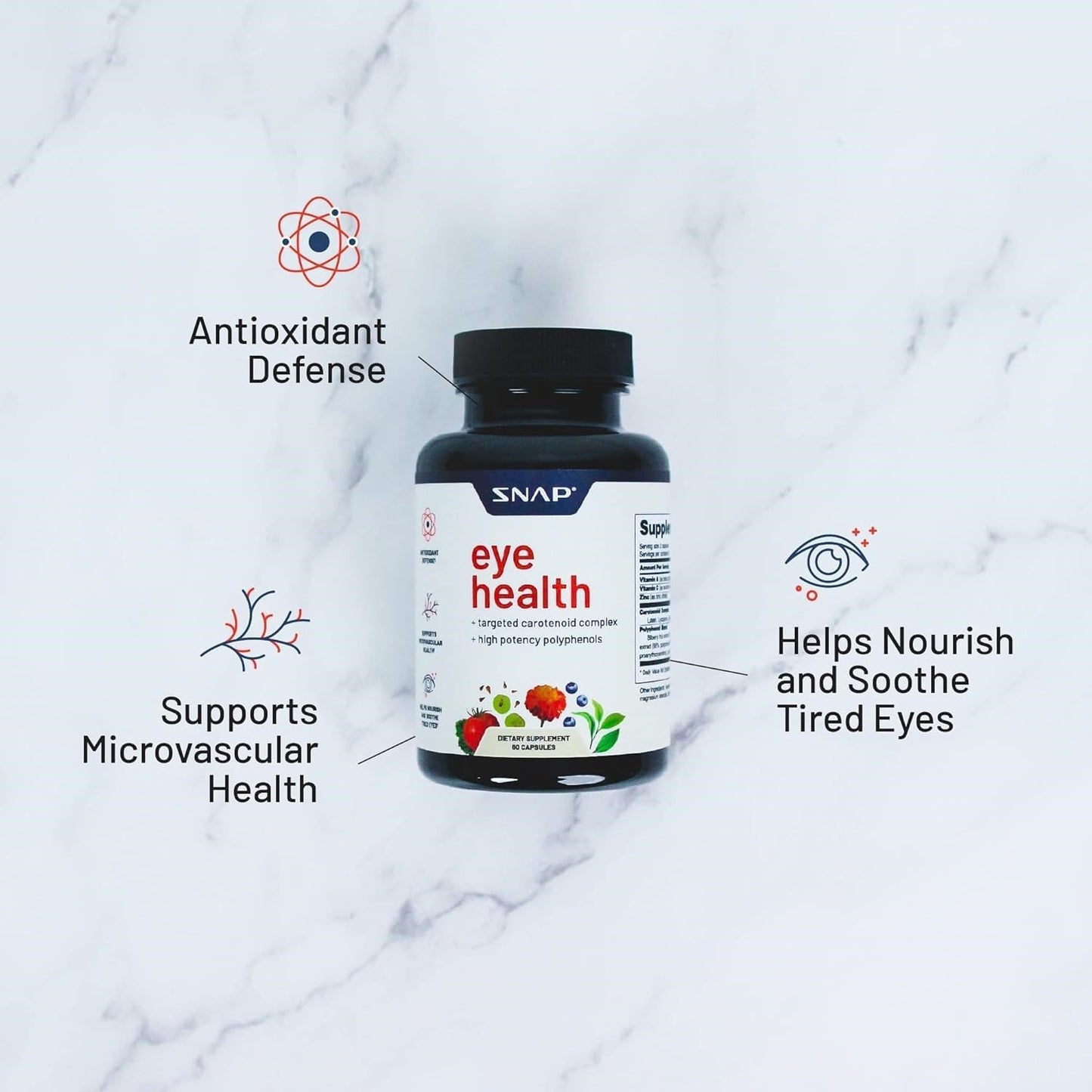 Snap Eye Health Supplements for Adults, Lutein and Zeaxanthin Supplements, Bilberry Extract, Lycopene Supplement, Support Eye Health, Natural Carotenoid