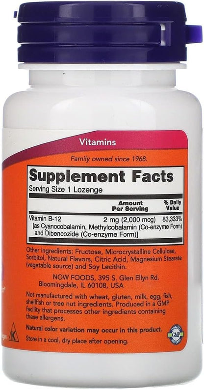 NOW Foods Supplements, B-12 2,000 mcg, 100 Lozenges