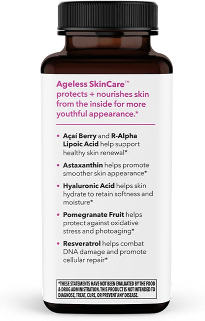 LifeSeasons - Ageless Skincare - Anti Aging Supplement - Antioxidant Complex - Fights Wrinkle Lines - Acai Berry, Astaxanthin, Resveratrol, R-Alpha Lipoic